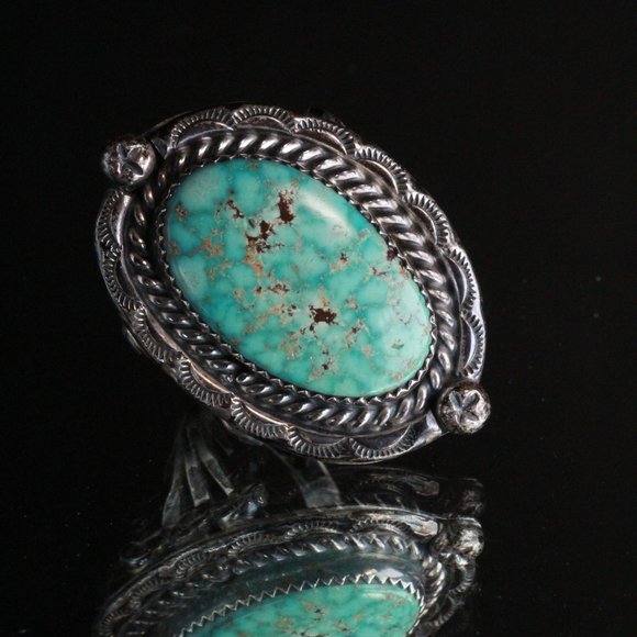 STERLING SILVER NAVAJO CARICO LAKE OLD PAWN RING - Picture 1 of 8